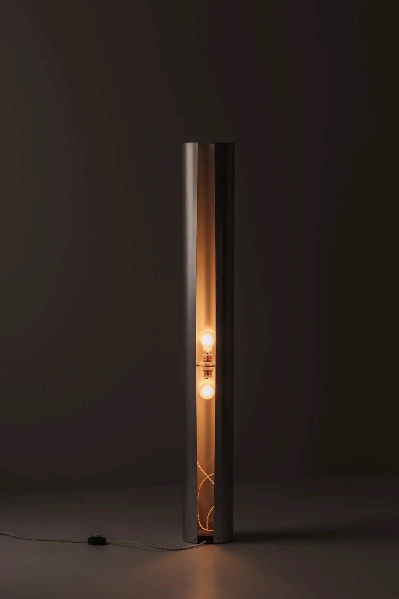 Vintage Sculptural metal tube floor lamp, Italy 1960s