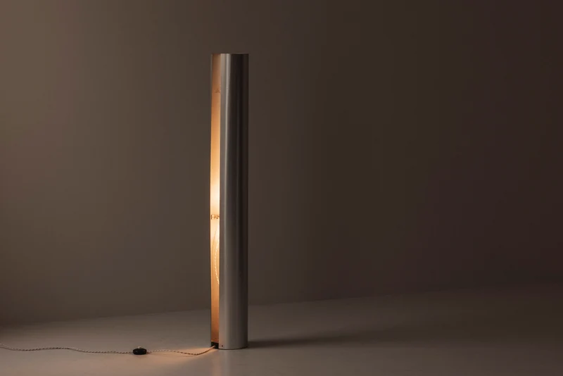 Vintage Sculptural metal tube floor lamp, Italy 1960s