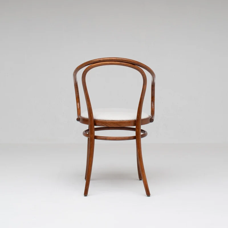 Set of Four Thonet Bentwood Armchairs in Walnut with Bouclé Upholstery