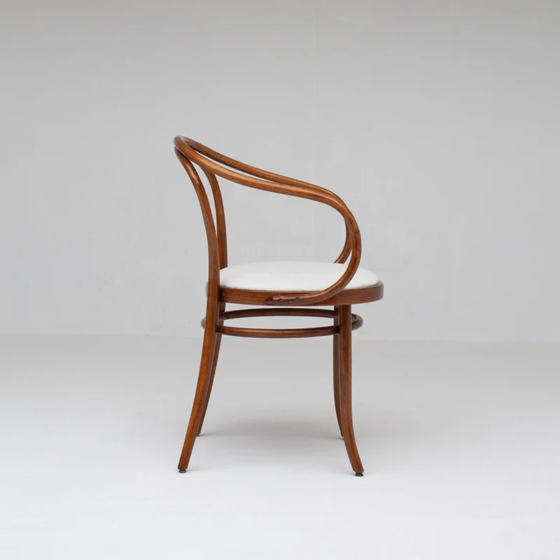 Set of Four Thonet Bentwood Armchairs in Walnut with Bouclé Upholstery