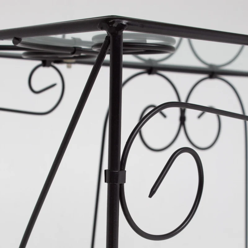 Vintage Wrought Iron Console Table With Glass Top