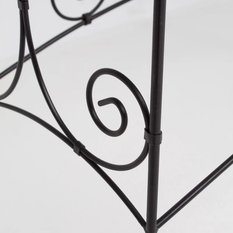 Vintage Wrought Iron Console Table With Glass Top