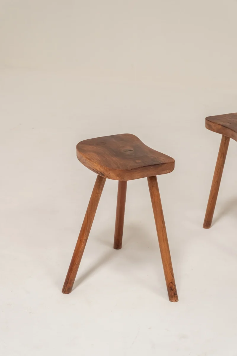 Pair of French Wooden Stools, 1950s