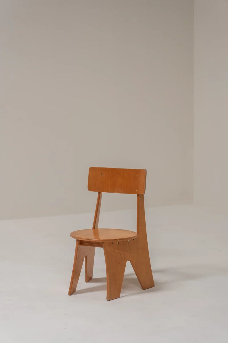 Sculptural Pair of Plywood Chairs, Germany, 1970s
