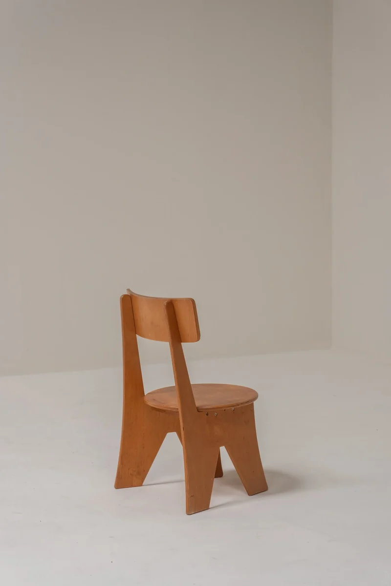 Sculptural Pair of Plywood Chairs, Germany, 1970s