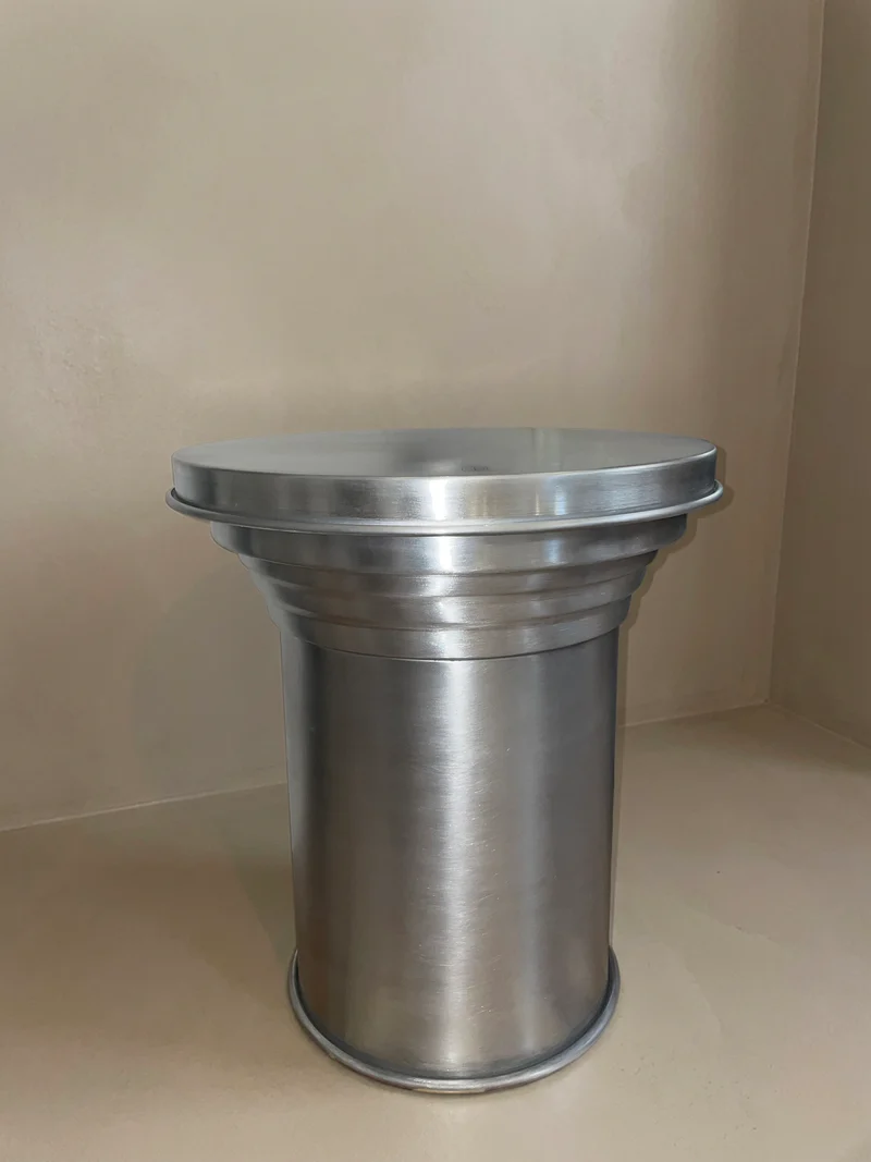 Contemporary Coffee Table in Brushed Aluminum - Art Deco Collection