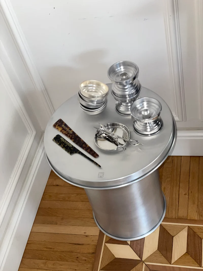 Contemporary Coffee Table in Brushed Aluminum - Art Deco Collection