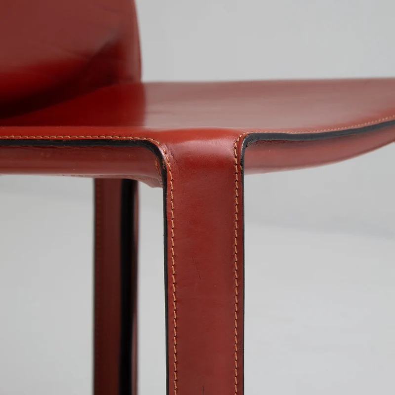 Mario Bellini Cab Chairs for Cassina in Red Leather
