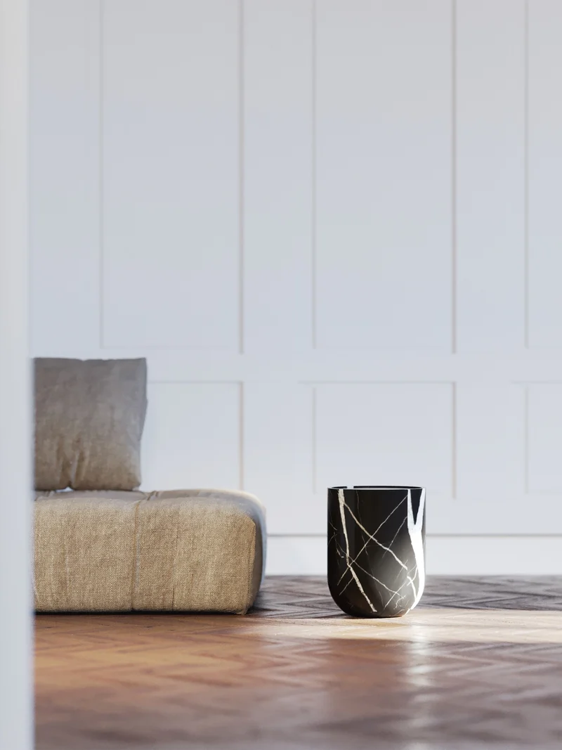 Side Table in Estremoz marble, Black Marquina, Travertine - Collection