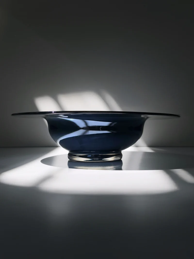 Italian blue/black Iridescent Bowl - 1980s