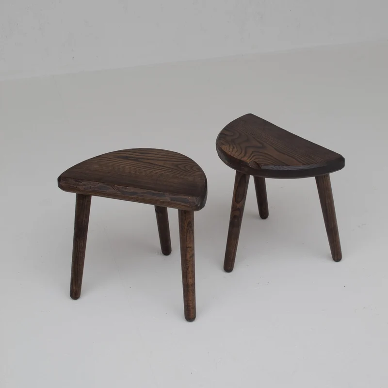 Mid Century Bench and Stools in Wood