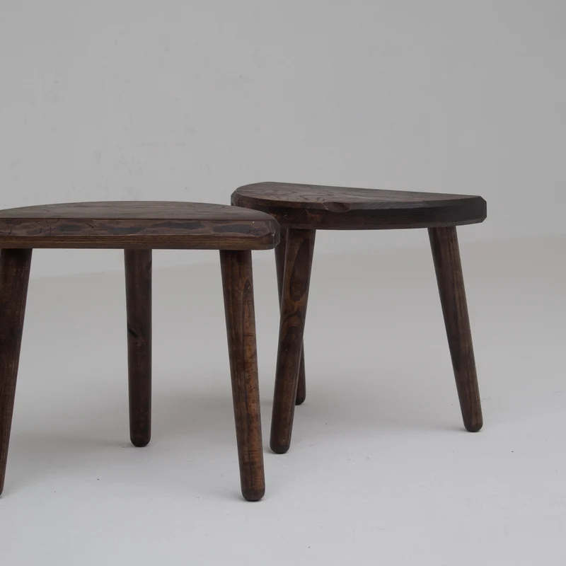 Mid Century Bench and Stools in Wood