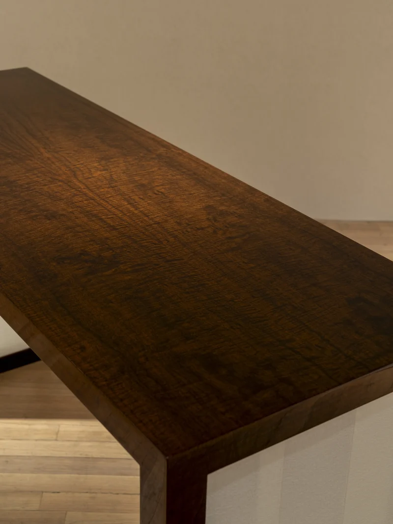 'Additions' Console Table Handcrafted in Wood Veneer & Virgin Wool Fabric Inserts
