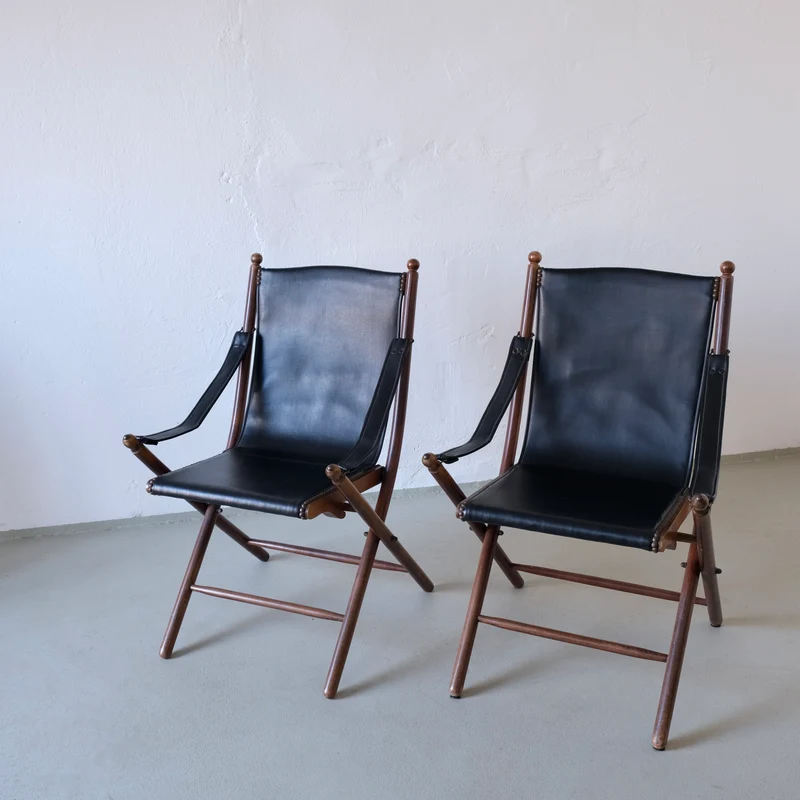 Vintage Folding Chair and Tray Table Set | Campaign Style
