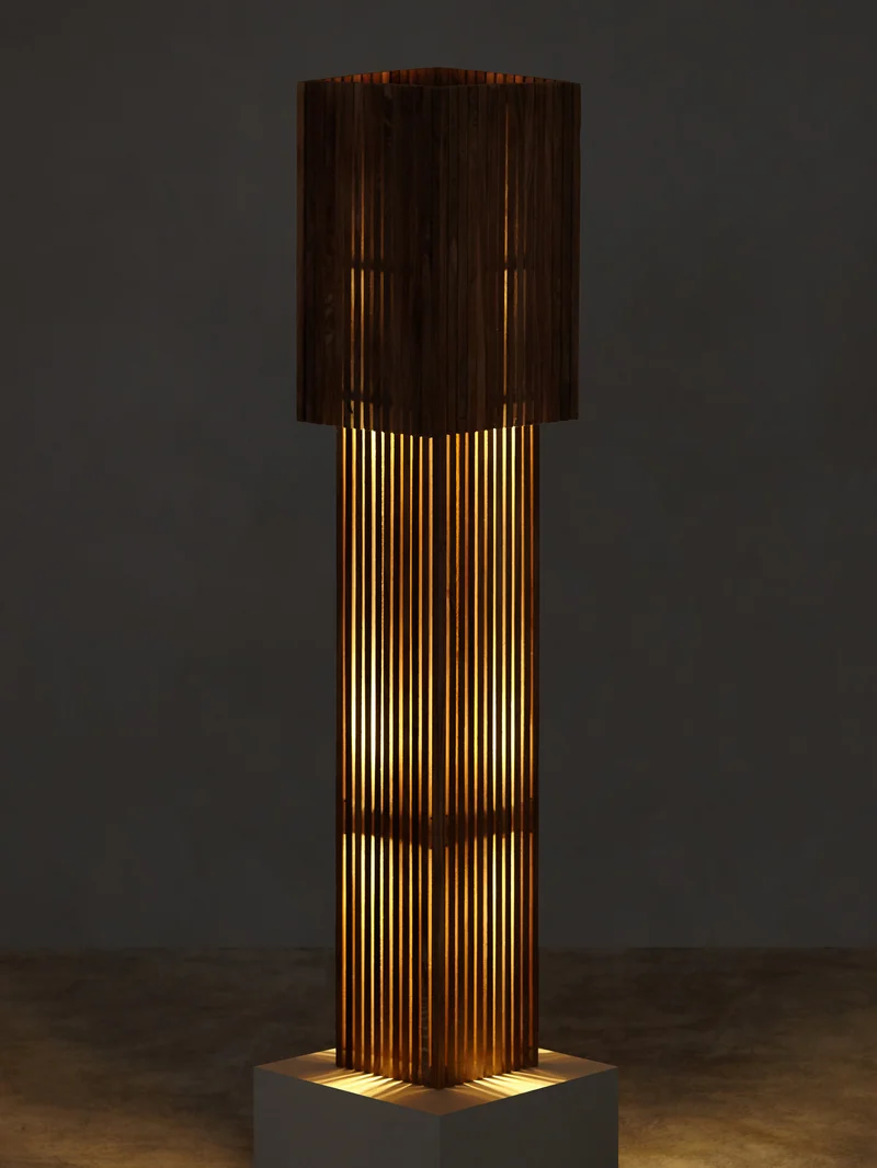 Wooden Parallilo Floor Lamp