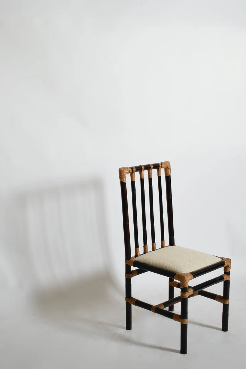 Set of four bicolor rattan chairs, 1970s