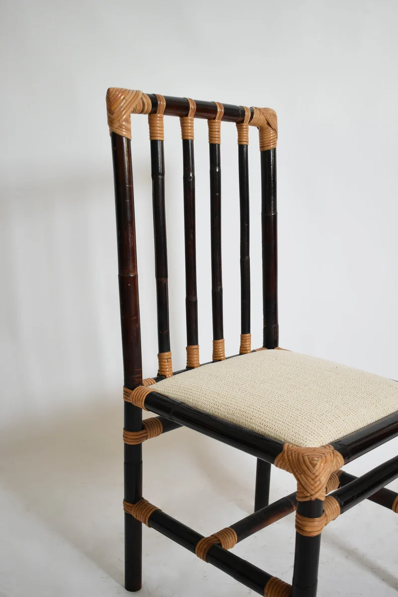 Set of four bicolor rattan chairs, 1970s