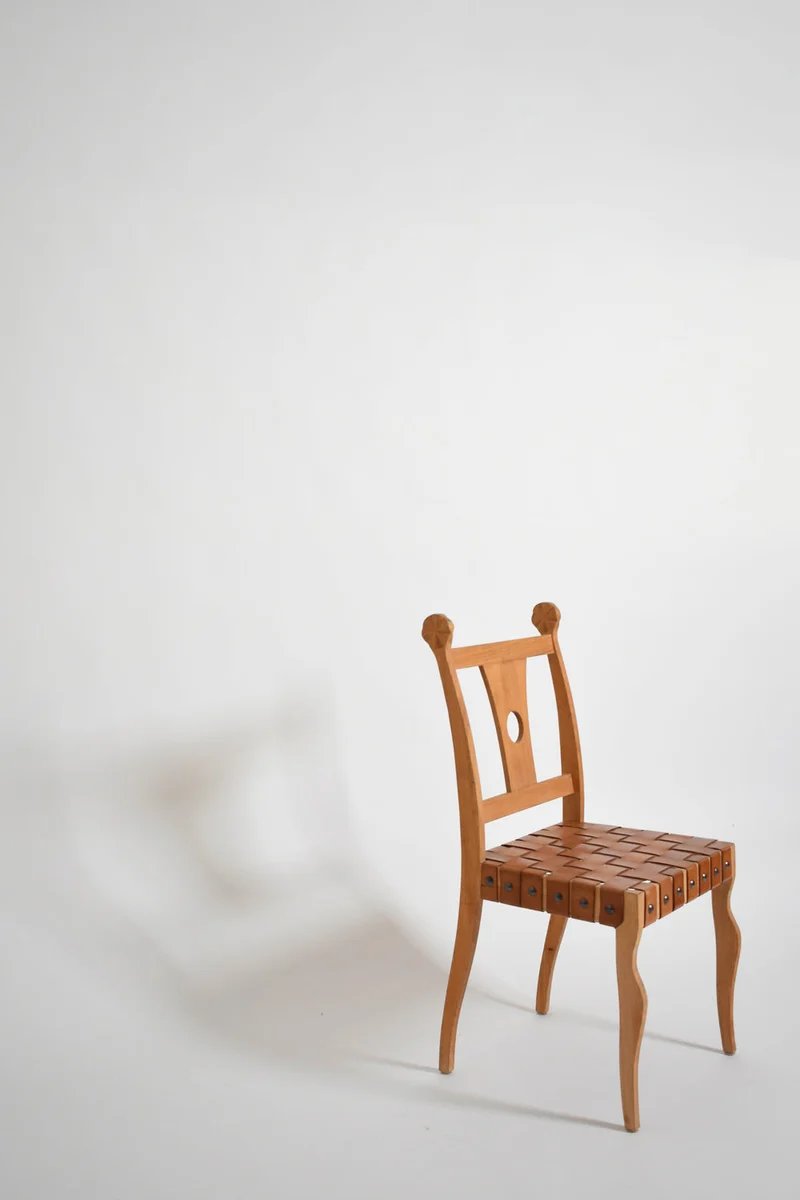 Pair of Etruscan Oak and Leather Chairs, 1970s