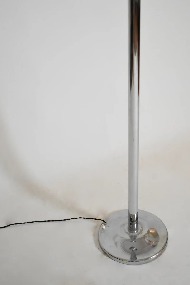 Vintage Art Deco Chromed Iron Basin Floor Lamp, 1930s