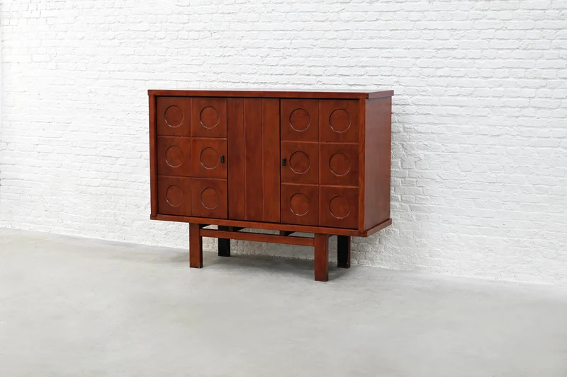 Brutalist Oak Bar Cabinet