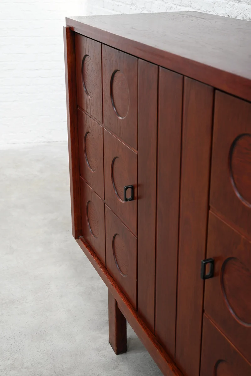 Brutalist Oak Bar Cabinet