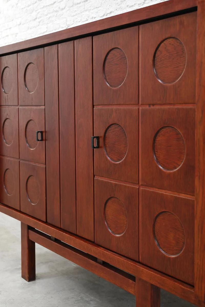 Brutalist Oak Bar Cabinet