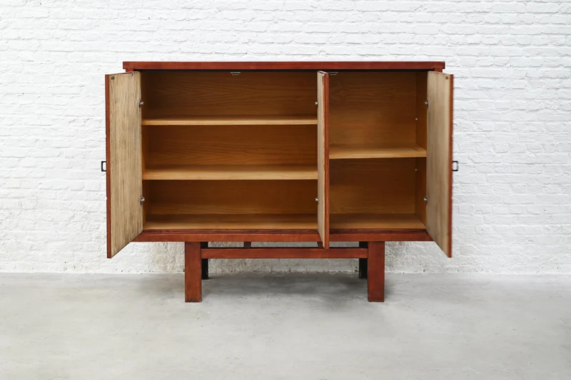 Brutalist Oak Bar Cabinet