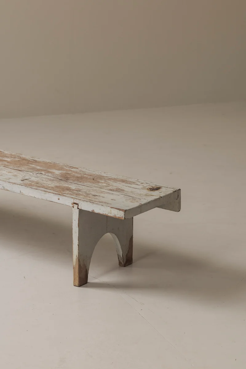 Rough patinated Swedish bench from the 1950s.