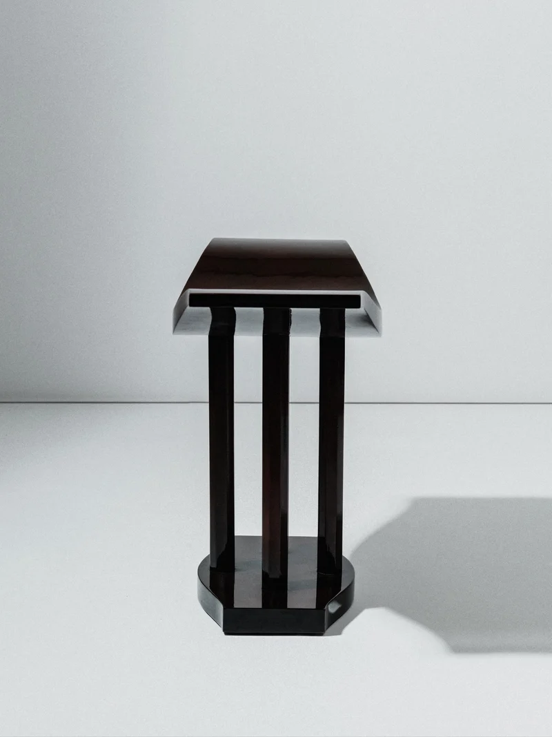 Curule Stool, Art Deco Style, Varnished Wood, Late 20th Century, France