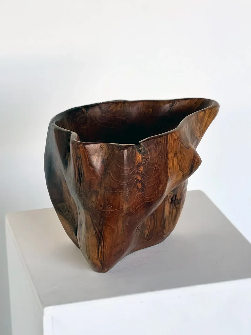 Carved Organic Form Wooden Bowl
