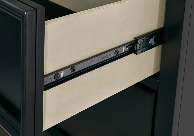 Commode à 5 tiroirs en bois/placage noir - Lanolee
