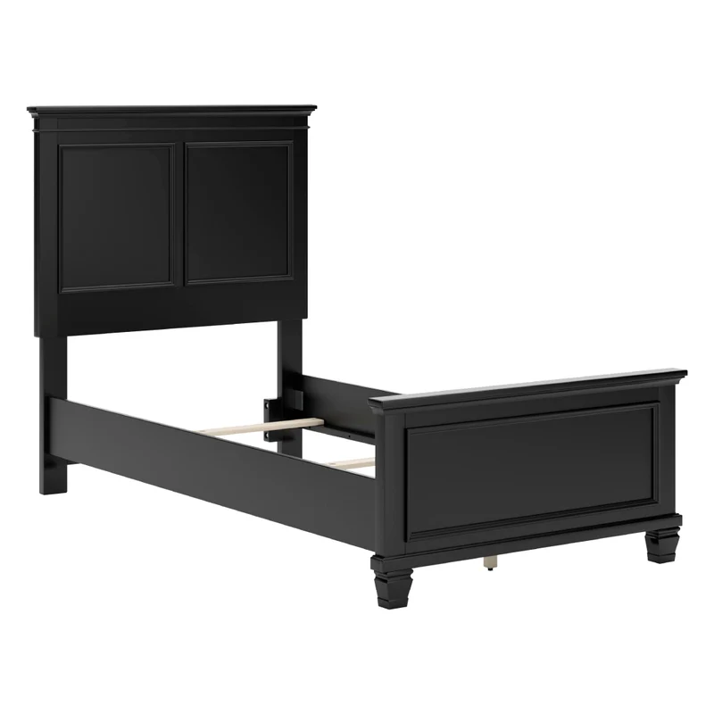 Lit complet en bois/placage noir Simple / Double / Grand / Très grand - Lanolee