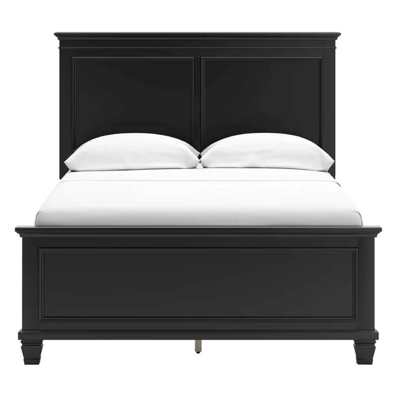 Lit complet en bois/placage noir Simple / Double / Grand / Très grand - Lanolee