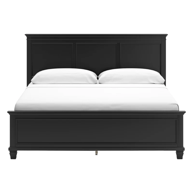 Lit complet en bois/placage noir Simple / Double / Grand / Très grand - Lanolee