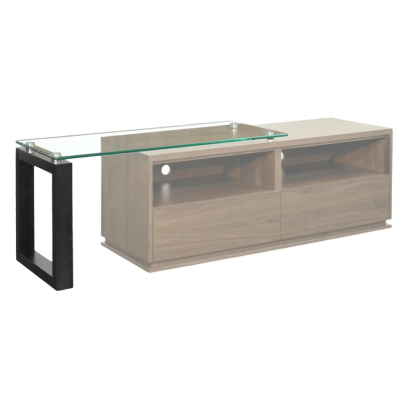 Extension en verre et bois de merisier noir pour meuble de télévision - Maz ACC