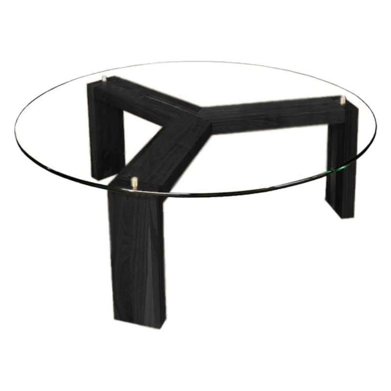 Table basse en verre trempé et bois de frêne noir - Prague