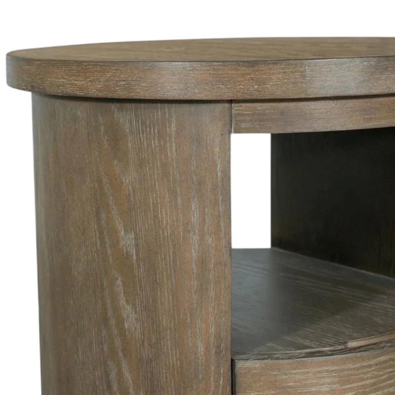 Table de bout en bois/placage de chêne brun grisâtre avec 1 tiroir - Bosley