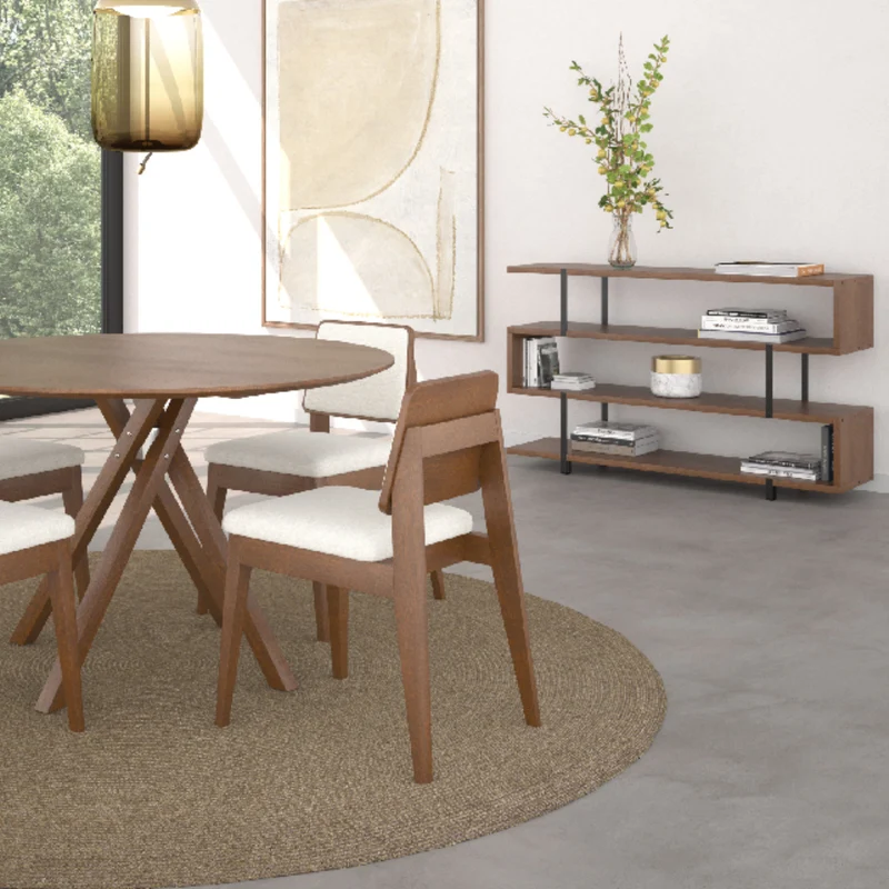 Étagère en bois de frêne brun clair avec 4 tablettes - Zoro