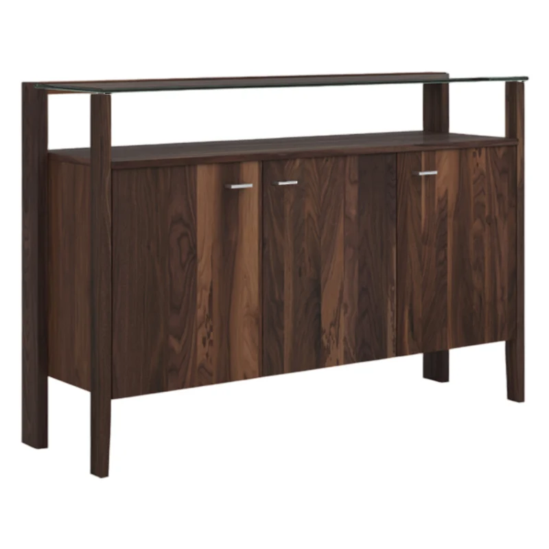 Buffet en verre et bois de noyer avec 3 portes - Condo