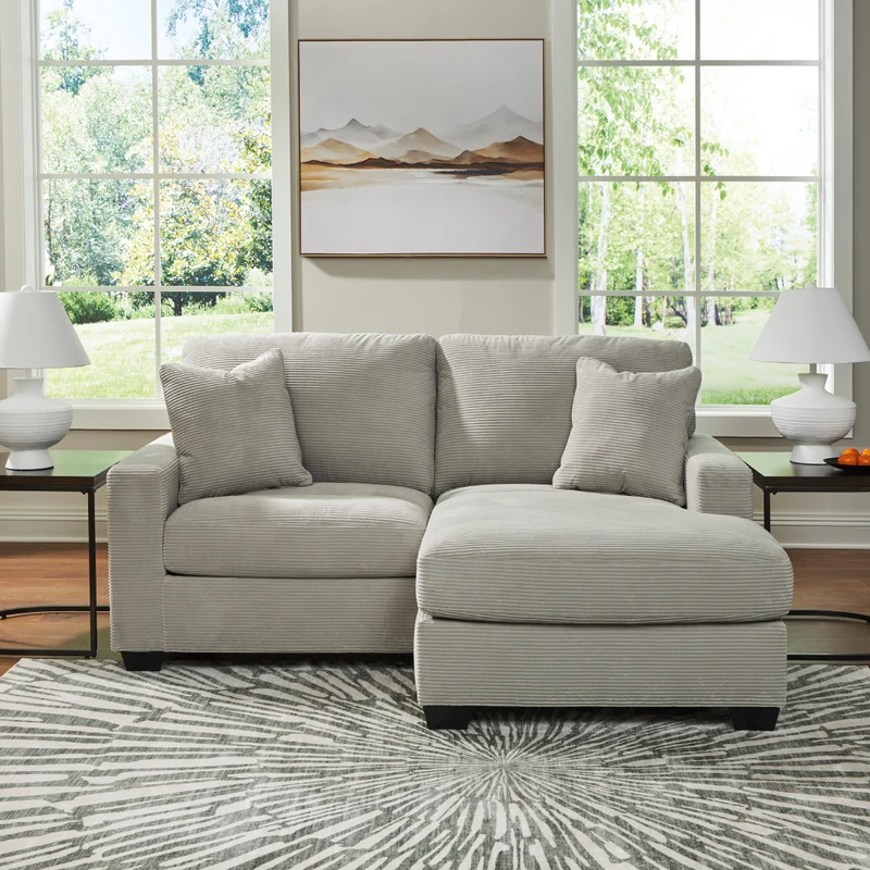 Sofa en tissu gris pâle avec chaise longue - Greenbriar