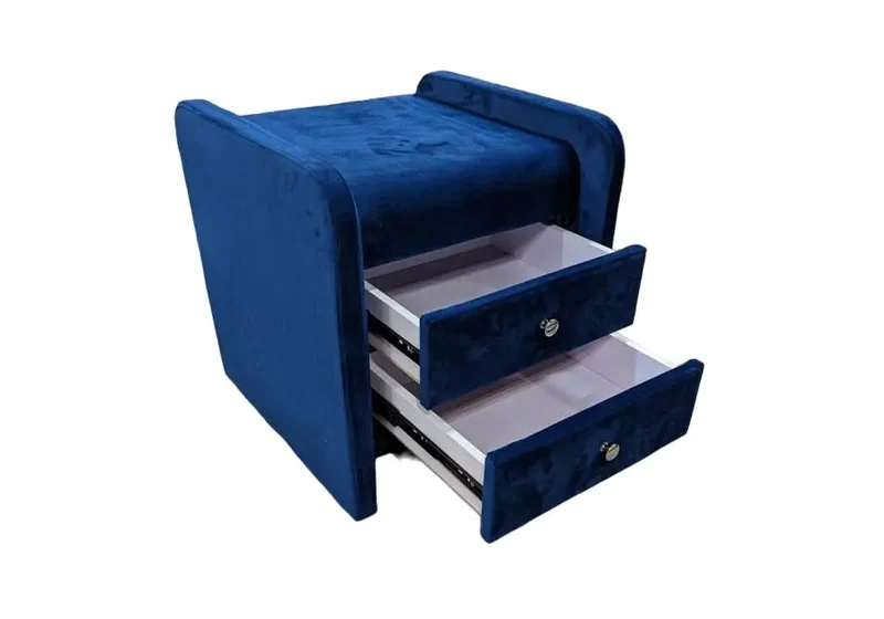 Table de chevet en velours bleu - Soft