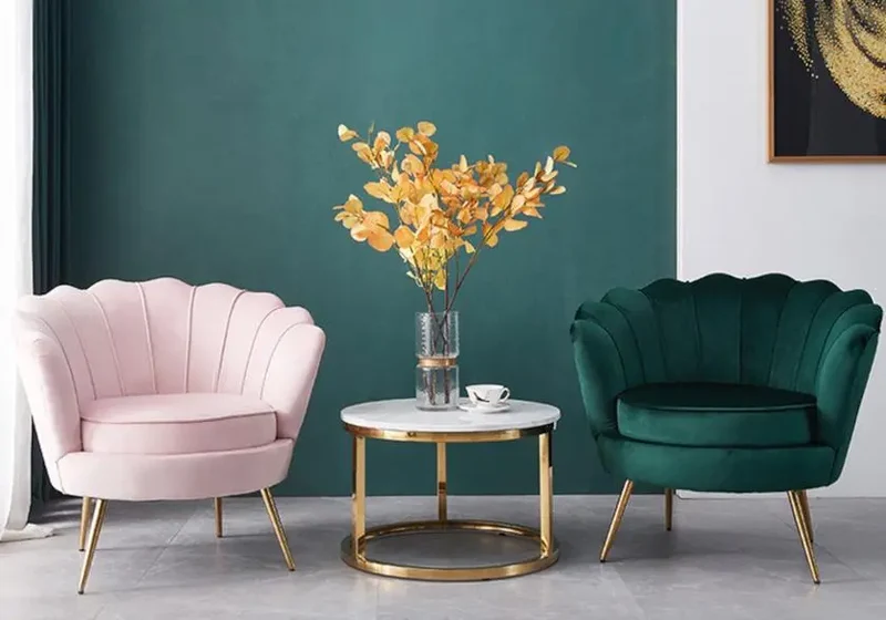 Fauteuil coquillage doré vert - Nymea
