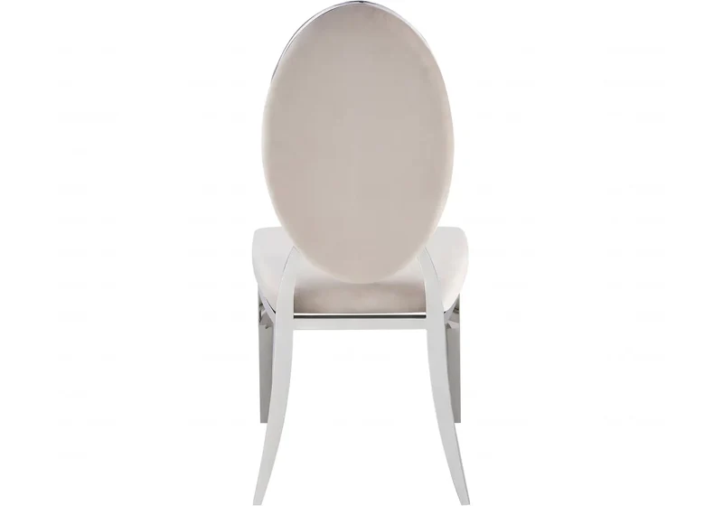 Chaise médaillon capitonnée velours beige argent - Neo x4