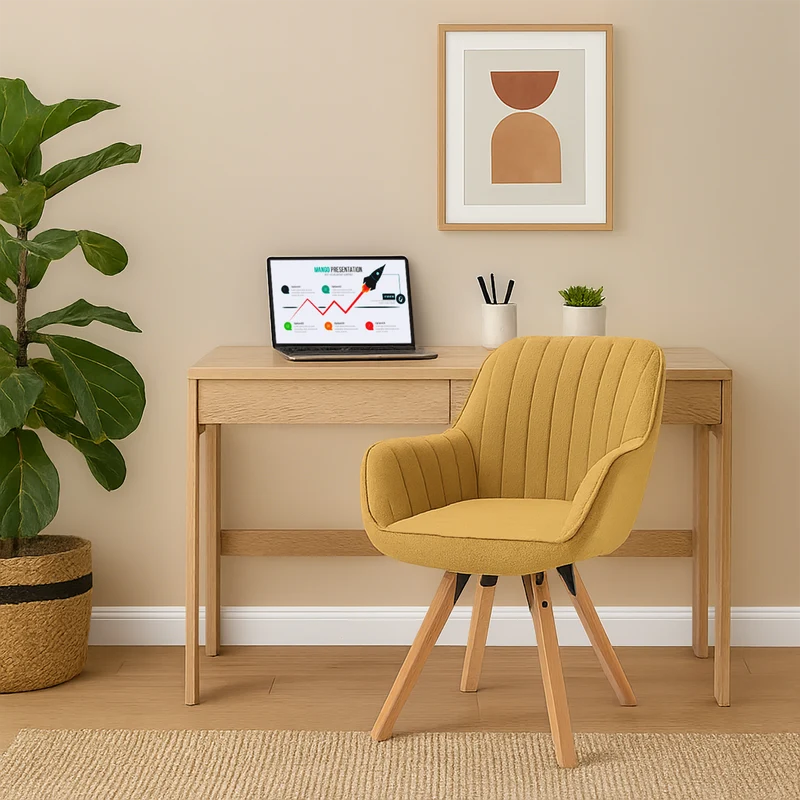 Chaise de salle à manger confortables en tissu jaune pivotantes 360° - CARSON FABRIC YELLOW