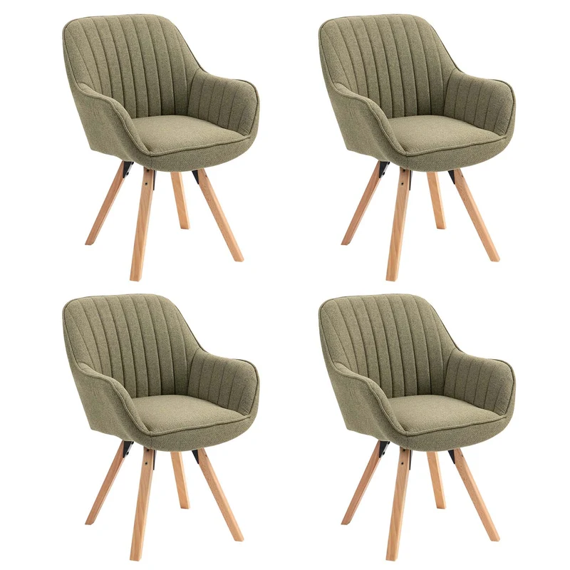Lot de 4 chaises de salle à manger confortables en tissu vert pivotantes 360° - CARSON FABRIC GREEN 4PCS