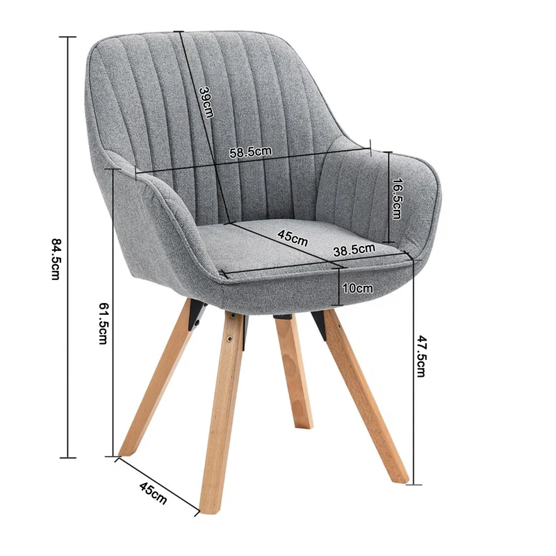 Lot de 4 chaises de salle à manger confortables en tissu gris pivotantes 360° - CARSON FABRIC GREY 4PCS