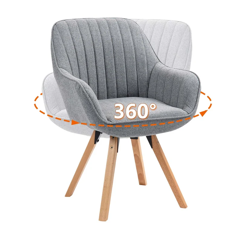 Lot de 4 chaises de salle à manger confortables en tissu gris pivotantes 360° - CARSON FABRIC GREY 4PCS