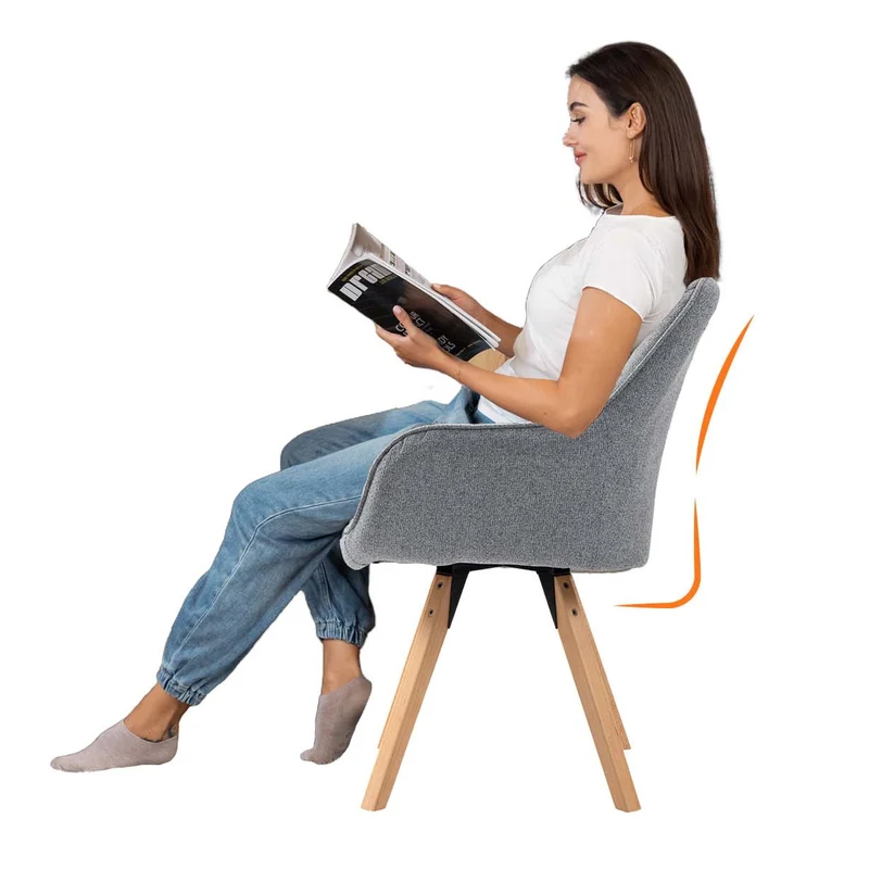 Lot de 4 chaises de salle à manger confortables en tissu gris pivotantes 360° - CARSON FABRIC GREY 4PCS