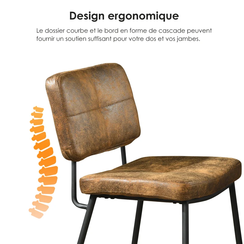Lot de 6 tabourets de bar industriels avec dossier en suédine - INDEPENDENCE BAR