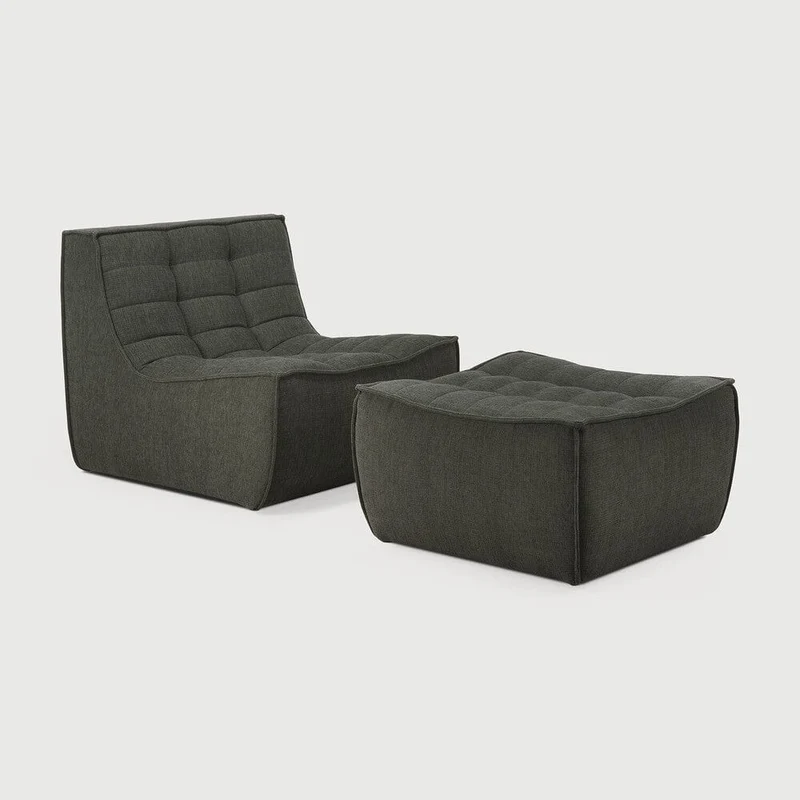 Ethnicraft Canapé Modulaire N701 - Tissu Éco (1 Place)